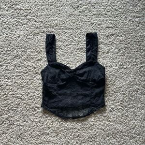 Urban Outfitters Kimchi Blue Black Floral Mesh Cropped Tank